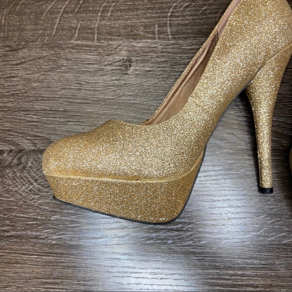 Gold Glitter Platform Heels